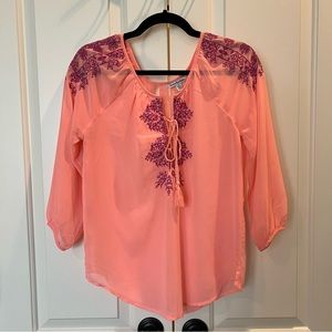 American Eagle Embroidered Boho Blouse S